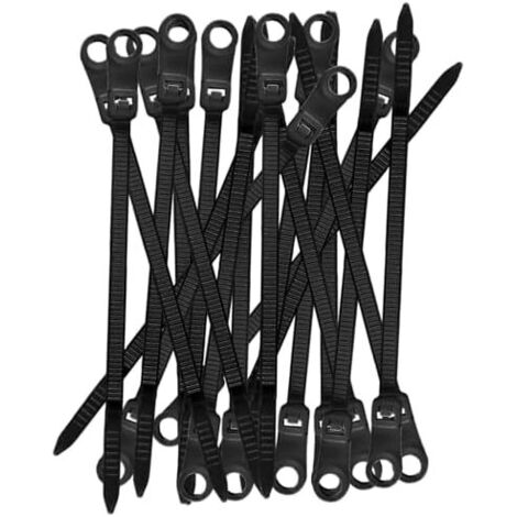 Lot de 100 attaches câble électriques multifonctions en nylon avec trou vis – réutilisables pour l'intérieur, la maison, le studio, l'atelier Noir Tie ties