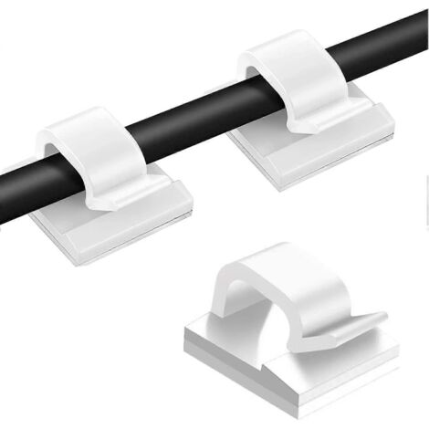Lot de 100 attaches-câbles améliorées avec ruban adhésif puissant, clips de câble, organisateur de câbles, support de câble, gestion des câbles (blanc)-AquaForge