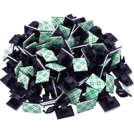 Lot de 100 attaches-câbles autocollantes, clips de fixation, système de gestion des câbles, supports de câbles, clips et colliers de serrage pour voiture, bureau et maison-AquaForge