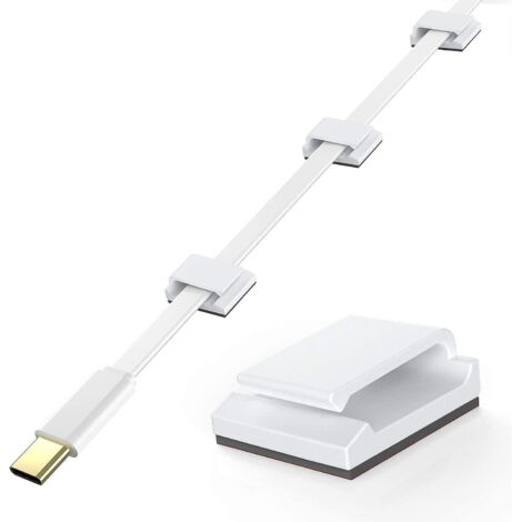 Lot de 100 attaches-câbles blanches réglables et auto-adhésives, organisateur de câbles en acrylique de qualité supérieure, pour bureau, PC, chargeur, lampe, voiture et maison.-AquaForge