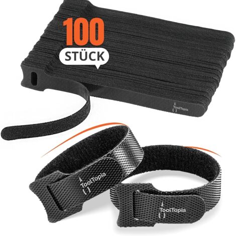 Lot de 100 attaches de câble réutilisables - Gestion parfaite des câbles - Télescopiques (150 mm) - Attaches de câble amovibles et réutilisables