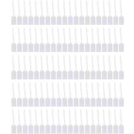 Lot de 100 attaches de sécurité numérotées en plastique blanc pour sacs à main, bagages, vêtements, chaussures, colis postaux
