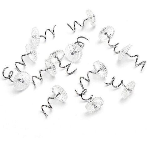 Lot de 100 attaches torsadées à tête transparente, fixation spirale antidérapante en acier inoxydable pour housses, canapés et chaises.