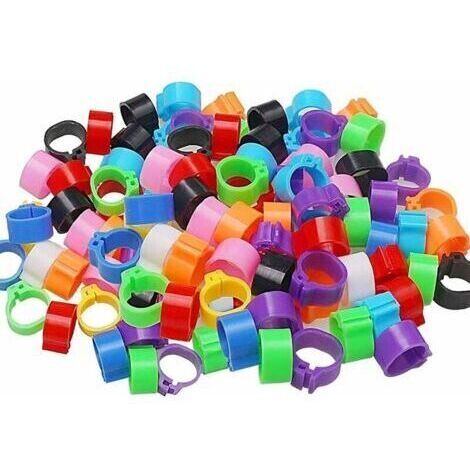 Lot de 100 bagues d'identification pour oiseaux en plastique 8mm – Mix de 10 couleurs – Pour pigeons, cailles, perroquets – Durable et non toxique