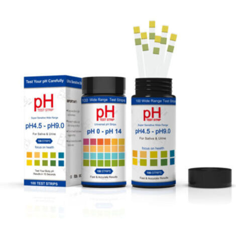 Lot de 100 bandelettes de test de pH universelles, gamme complète de 0 à 14, tests rapides de pH pour urine, salive, eau potable, laboratoires, aquariums, gymnases, piscines