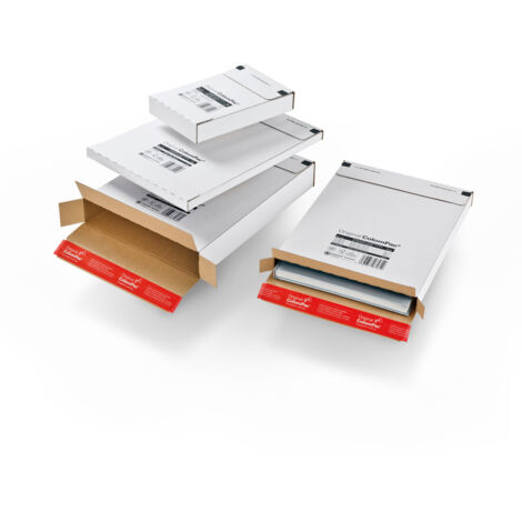 Lot de 100 Boîte d'expédition 24,4 x 34,4 x 1,5 cm blanche
