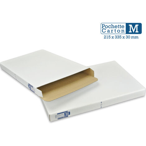 Lot de 100 Boîtes Pochettes Carton M - hauteur 3cm - format 215x335 mm