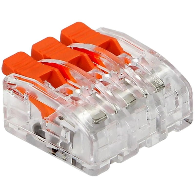 Lot de 100 bornes automatiques à levier 3 fils souples 0,2 à 4mm²