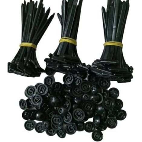 Lot de 100 boucles d'attache câble universelles en nylon - Multifonctions Robustes et autobloquantes Pour réparation quotidienne voiture Noir 100PC