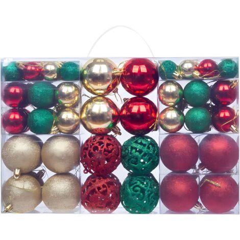 Lot de 100 boules de Noël avec anneaux de suspension, boules de Noël incassables, boules décoratives pour Noël