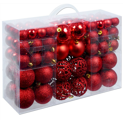 Lot De 100 Boules De Noël Coloris Rouge