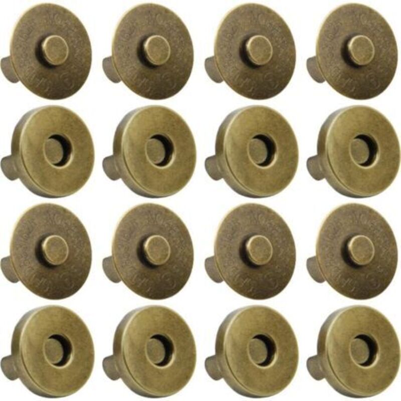 Lot de 100 boutons-pression magnétiques pour sac à main, vêtements, cuir (14 mm, laiton antique)