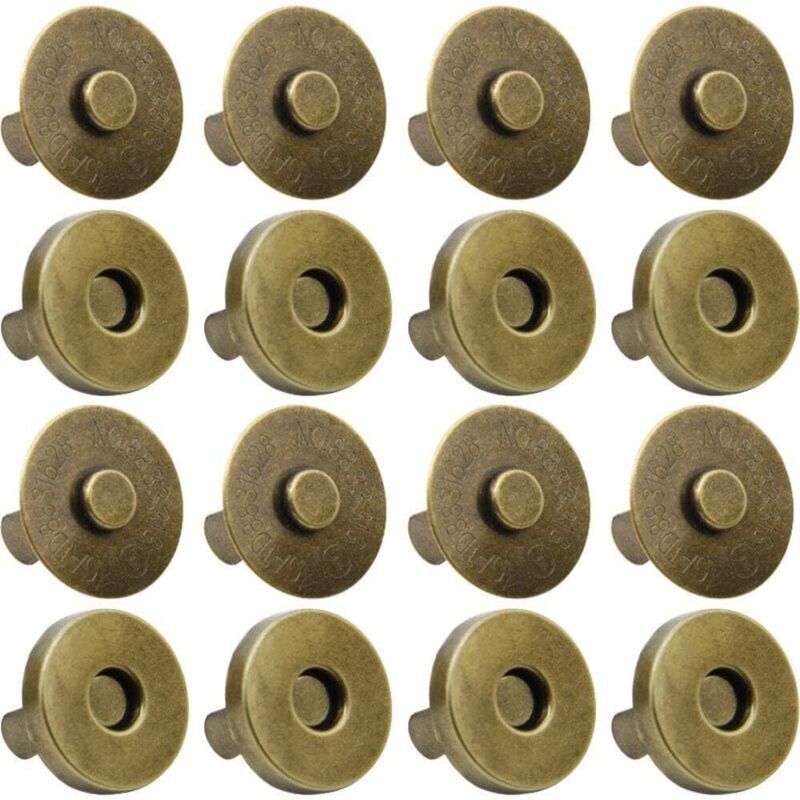 Lot de 100 boutons-pression magnétiques pour sac à main, vêtements, cuir (14 mm, laiton antique)