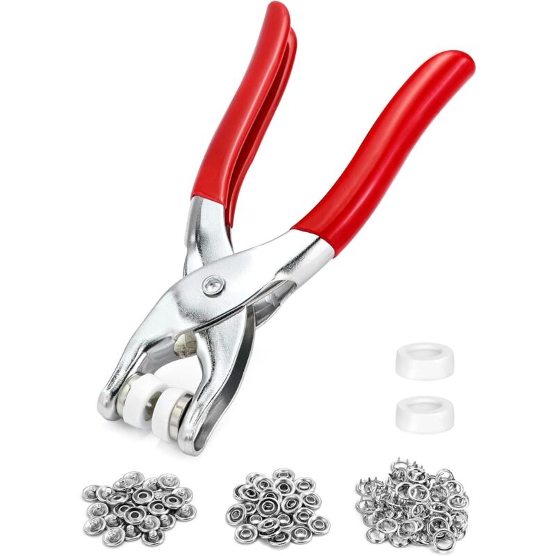 Lot de 100 boutons-pression métalliques, boutons-pression avec œillets et pinces, boutons-pression métalliques sans soudure, outils et accessoires de