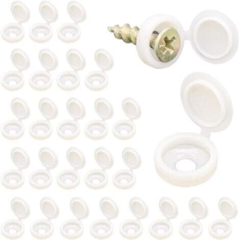 Lot de 100 cache-vis en plastique de 1.35 cm, caches décoratifs à clipser pour vis M4, blanc