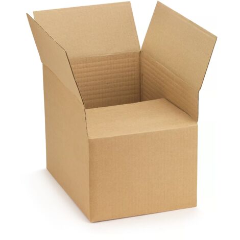 Lot de 100 Caisse carton américaine simple cannelure 20,5 x 20,5 x 15 cm