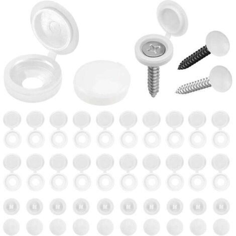 Lot de 100 capuchons à vis en plastique blanc pliables pour couvrir les têtes de vis, protection des vis (S)