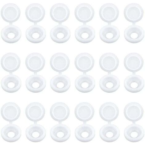 Lot de 100 Capuchons Blanc de Vis à Charnière Bouchons à Vis en Plastique pour Meubles Placards Étagères