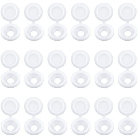 Lot de 100 Capuchons Blanc de Vis à Charnière Bouchons à Vis en Plastique pour Meubles Placards Étagères