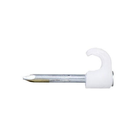 Lot de 100 cavalier de pontage a clouer pour cable Ø 5-7mm blanc clou Ø 2mm L25mm Mureva Fix clip