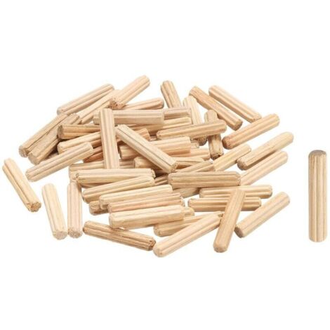 Lot de 100 chevilles droites cannelées en bois - 4 mm x 20 mm - Pour travaux manuels, meubles, bricolage