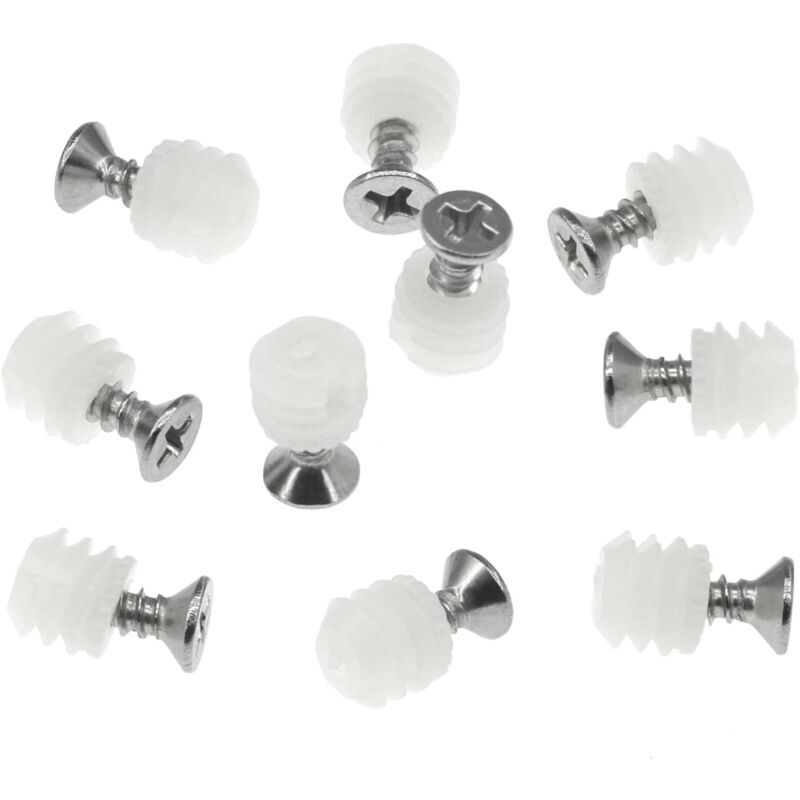 Lot de 100 Chevilles en Plastique avec Vis Chevilles D'extension de Charnière（4x10mm）