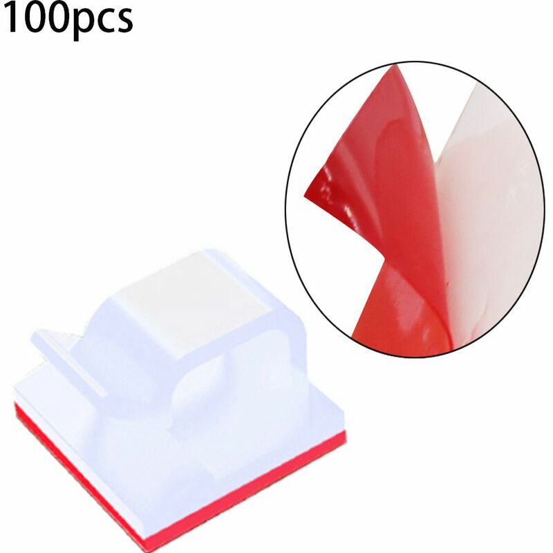 Lot de 100 clips de gestion de câbles auto-adhésifs pour tv, pc, ordinateur portable, bureau, maison - Blanc