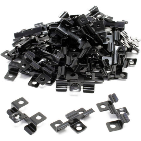 Lot de 100 Clips en Acier fin – Noir – 40 x 24 x 6 mm – Hauteur de serrage 6 mm – Montage des planchers lames dalles terrasse, fixation invisible