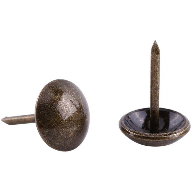 Lot de 100 clous de tapisserie vintage à tête ronde en bronze pour meubles, canapés, chaussures, portes (lisses, 11 x 17 mm, épais)