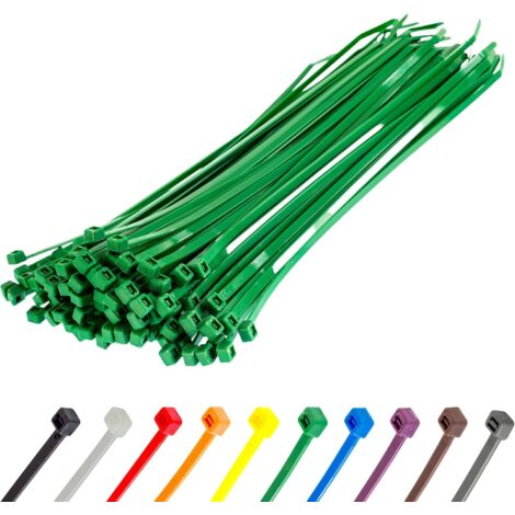 Lot de 100 Collier de serrage Nylon 300mm x 4,8mm Vert Résistant UV pour Câblage Jardinage