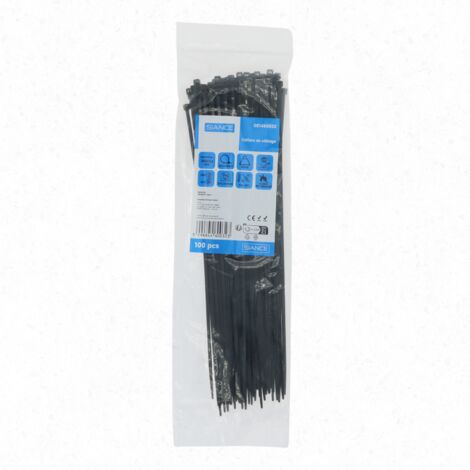Lot de 100 colliers de câble 3.6 x 300mm Noir - SIANCE