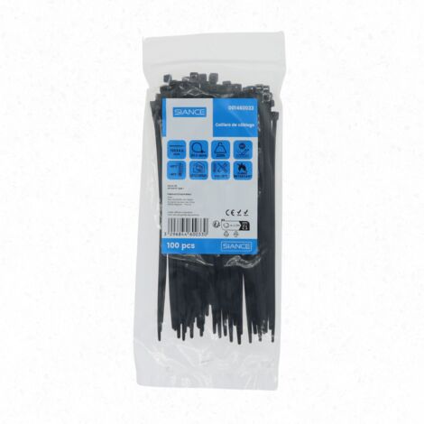 Lot de 100 colliers de câble 4.6 x 190mm Noir - SIANCE