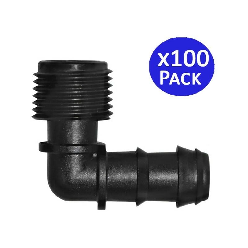 Suinga - Lot de 100 Coude pour arrosage goutte a goute 16mm x 3/4''