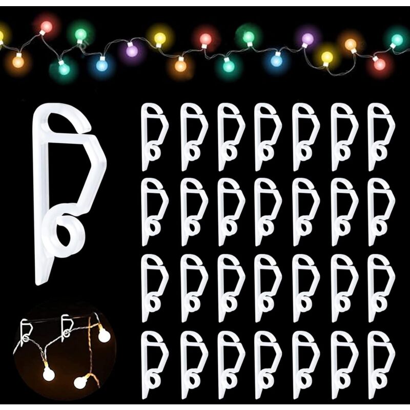 Linghhang - Lot de 100 Crochets de Gouttières, Crochet de Guirlande pour Accrocher les Guirlandes de Noël aux Gouttières, Crochets pour les Lumineuse