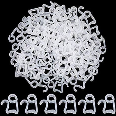 Lot de 100 crochets de suspension en plastique blanc pour guirlandes lumineuses de Noël, à fixer sur les gouttières et les bardeaux. Usage extérieur.