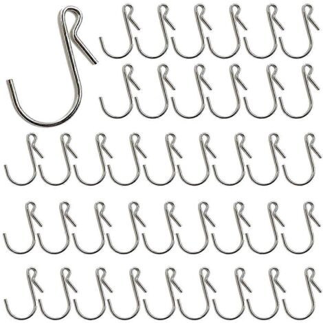 Lot de 100 crochets de suspension pour gouttière, clips pour décorations lumineuses de Noël, couleur argent