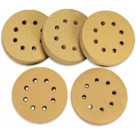 Lot de 100 disques abrasifs 125 mm Velcro 60 80 120 150 220 grain 8 trous différents pour ponceuse orbitale aléatoire - RWDIY ›Outillage à main et électrique› Accessoires pour outils électriques ›Acce