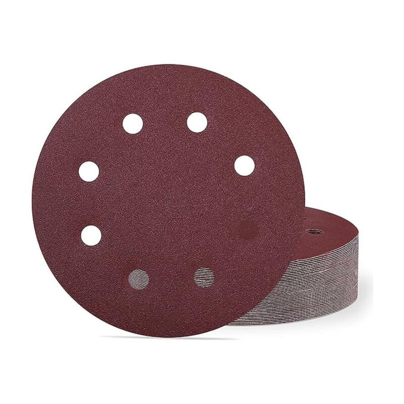 Lot de 100 disques abrasifs 180 mm Grain 120 180 mm Papier abrasif 8 trous pour ponceuse murale et de plafond