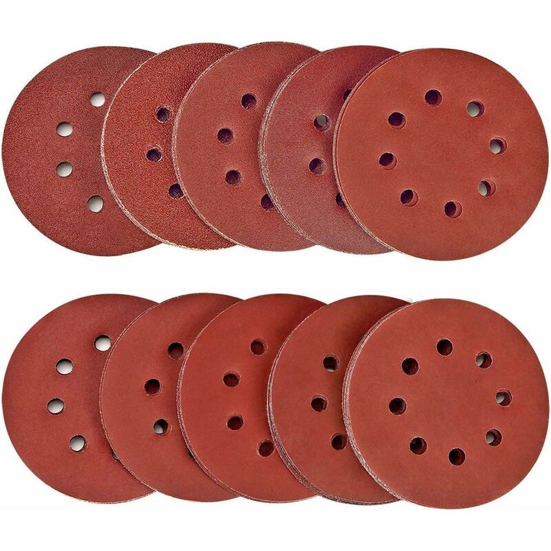 Lot de 100 disques abrasifs 40/80/120/180/320/400/600/800/1500/2000 disques abrasifs taille 125 mm Idéal pour le meulage/polissage/dérouillage