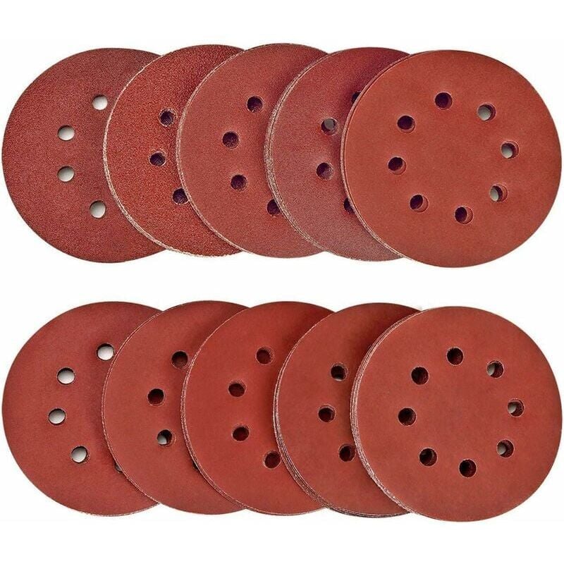 SNQ - Lot de 100 disques abrasifs 40/80/120/180/320/400/600/800/1500/2000 disques abrasifs taille 125 mm Idéal pour le meulage/polissage/dérouillage