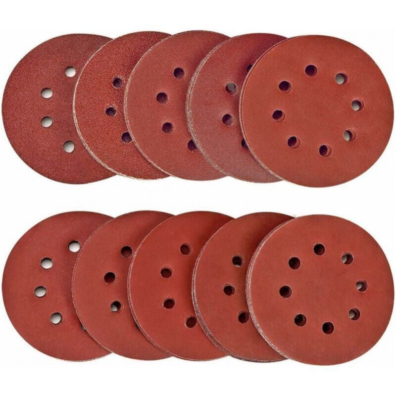 Lot de 100 disques abrasifs 40/80/120/180/320/400/600/800/1500/2000 disques abrasifs taille 125 mm Idéal pour le meulage/polissage/dérouillage