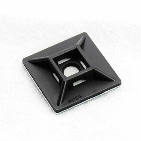 Lot de 100 embases adhésives pour câbles 19mm x 19mm – Fixation auto-adhésive – Pour surfaces lisses – Noir