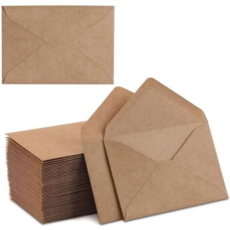 Lot de 100 enveloppes en papier kraft - 130 g/m² - 13,5 x 18,5 cm - Fermeture humide - Rabat pointu - Enveloppes recyclées pour cartes de vœux, cartes d'anniversaire, invitations - Marron