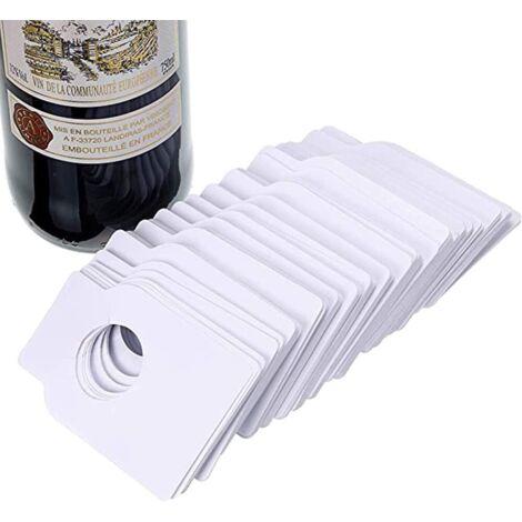 Lot de 100 étiquettes en papier kraft pour bouteille de vin, porte-bouteilles, porte-bouteilles, champagne, boissons, blanc