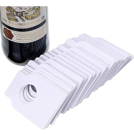 Lot de 100 étiquettes en papier kraft pour bouteille de vin, porte-bouteilles, porte-bouteilles, champagne, boissons, blanc