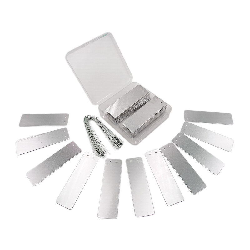 Shining House - Lot de 100 étiquettes imperméables en aluminium pour marqueurs de plantes avec fils de 16 cm