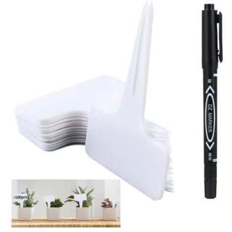 Lot de 100 étiquettes pour plantes, potager et jardin extérieur, avec un marqueur blanc inclus. Idéal pour étiqueter vos plantes.