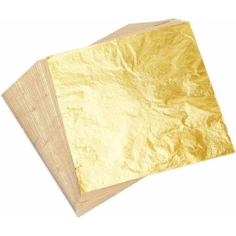 100 Feuilles D'or Imitation 8x8,5 Cm - Pour Dorure, Décoration De Meubles, Artisanat, Peinture Et Loisirs Créatifs
