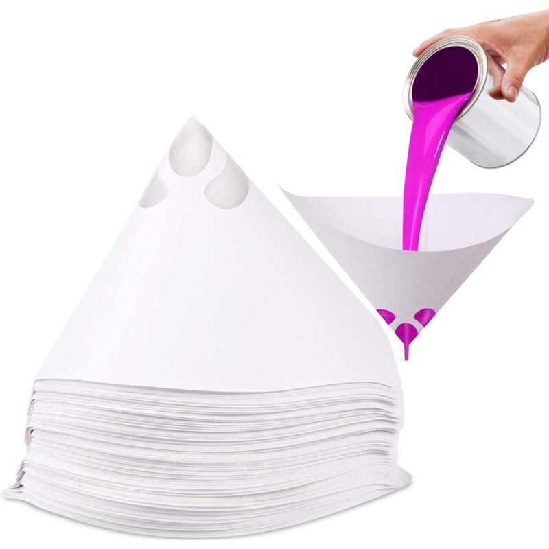 Lot de 100 filtres à peinture coniques en papier jetables - 100 filtres en maille pour peinture de voiture