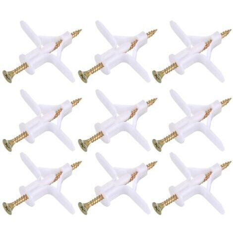 Lot de 100 fixations pour plaques de plâtre – 50 chevilles papillon et 50 vis – Résistance à la corrosion – Pour supports creux